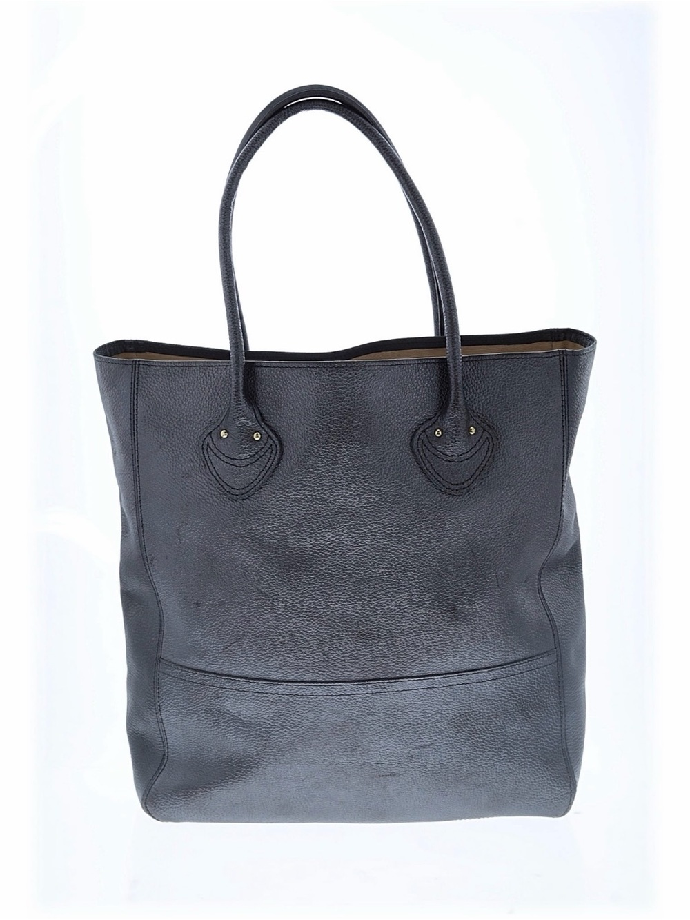 Vintage L.L. Bean Pewter Grey Large Pebbled Leather Tote Bag Carryall HTF - Picture 3 of 8
